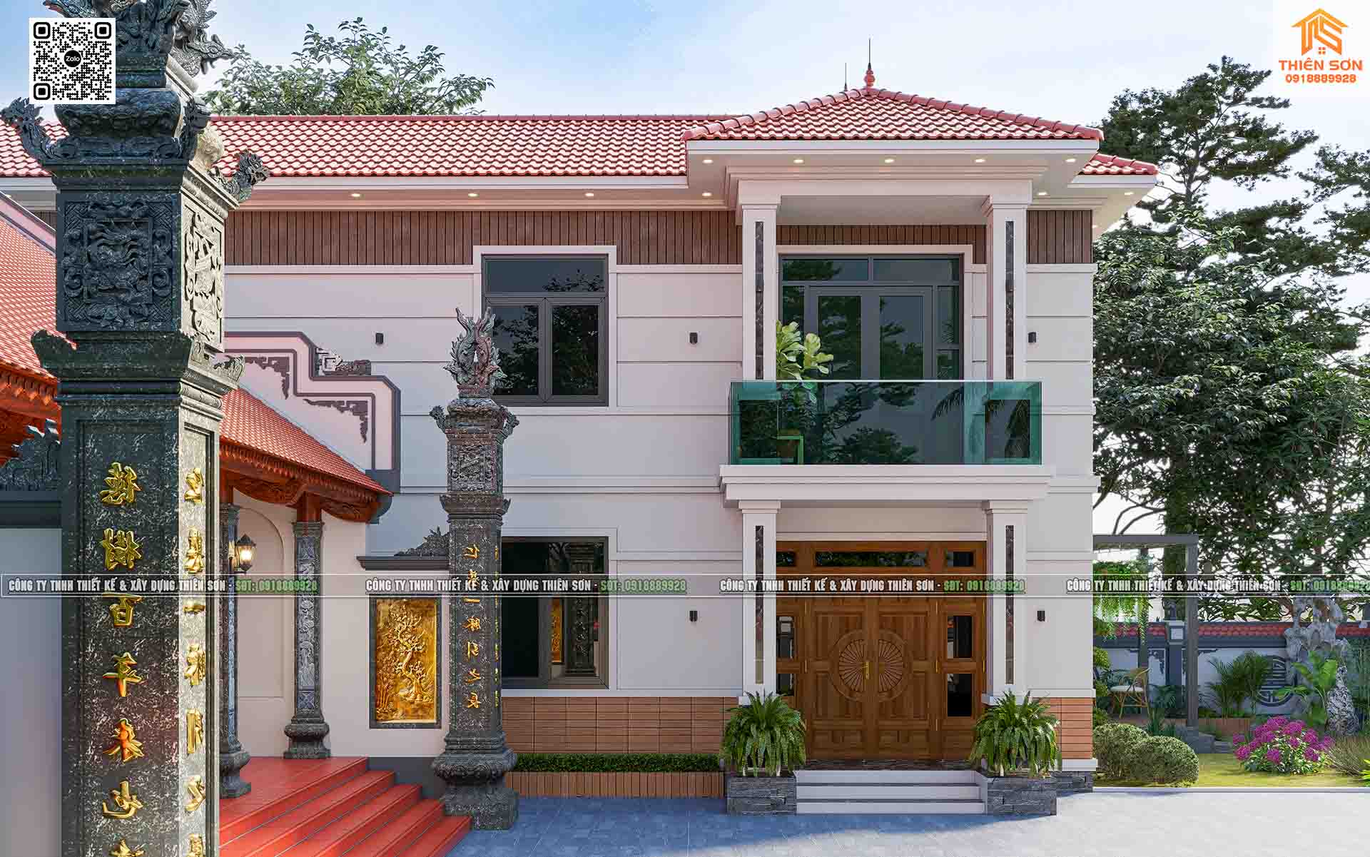 Mẫu nhà thờ 3 gian 2 mái kết hợp nhà ở hai tầng tại Bắc Ninh Mẫu nhà thờ 3 gian 2 mái kết hợp nhà ở hai tầng tại Bắc Ninh
