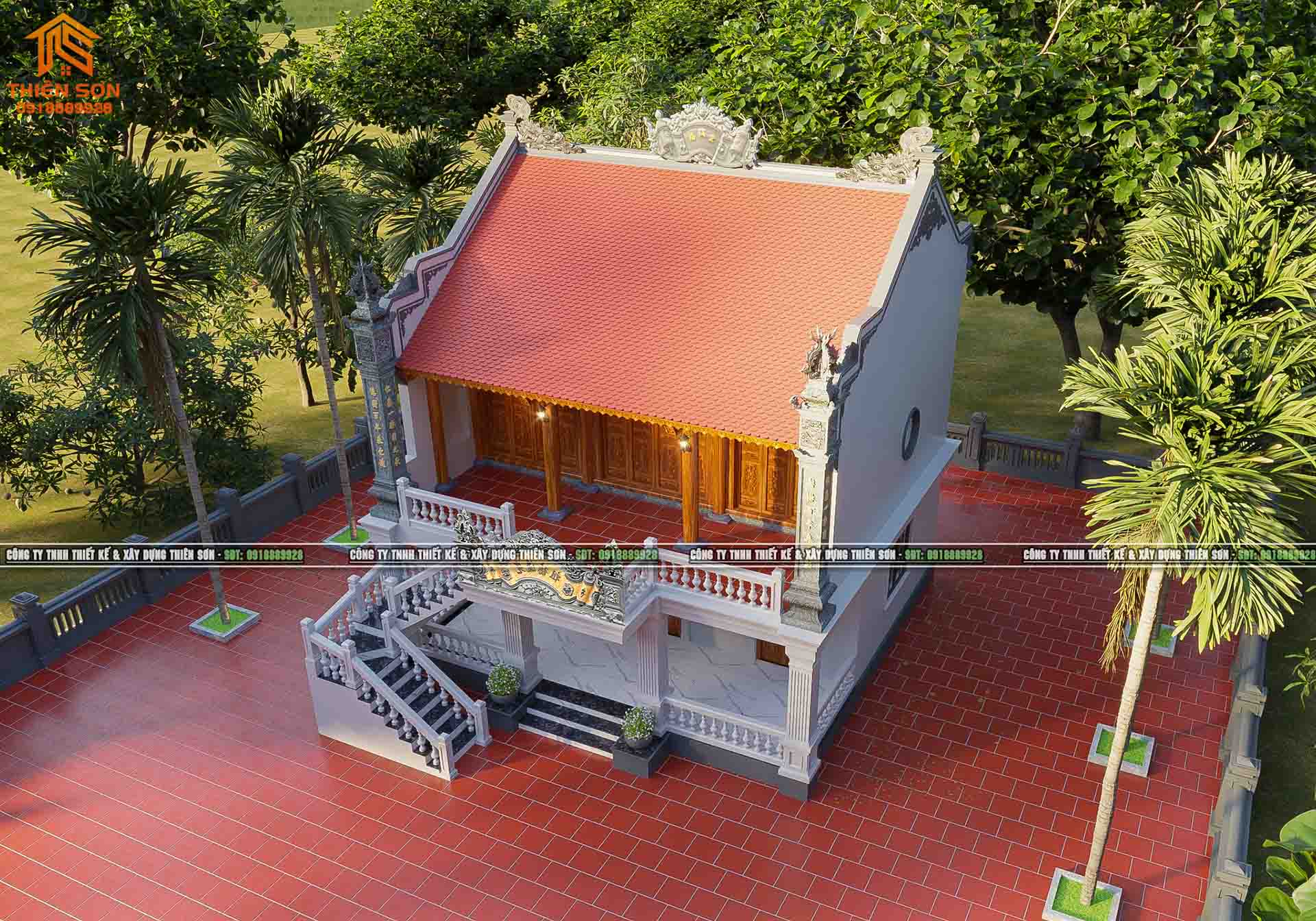 Thiết kế nhà thờ bê tông giả gỗ 2 tầng 2 mái tại Nam Định