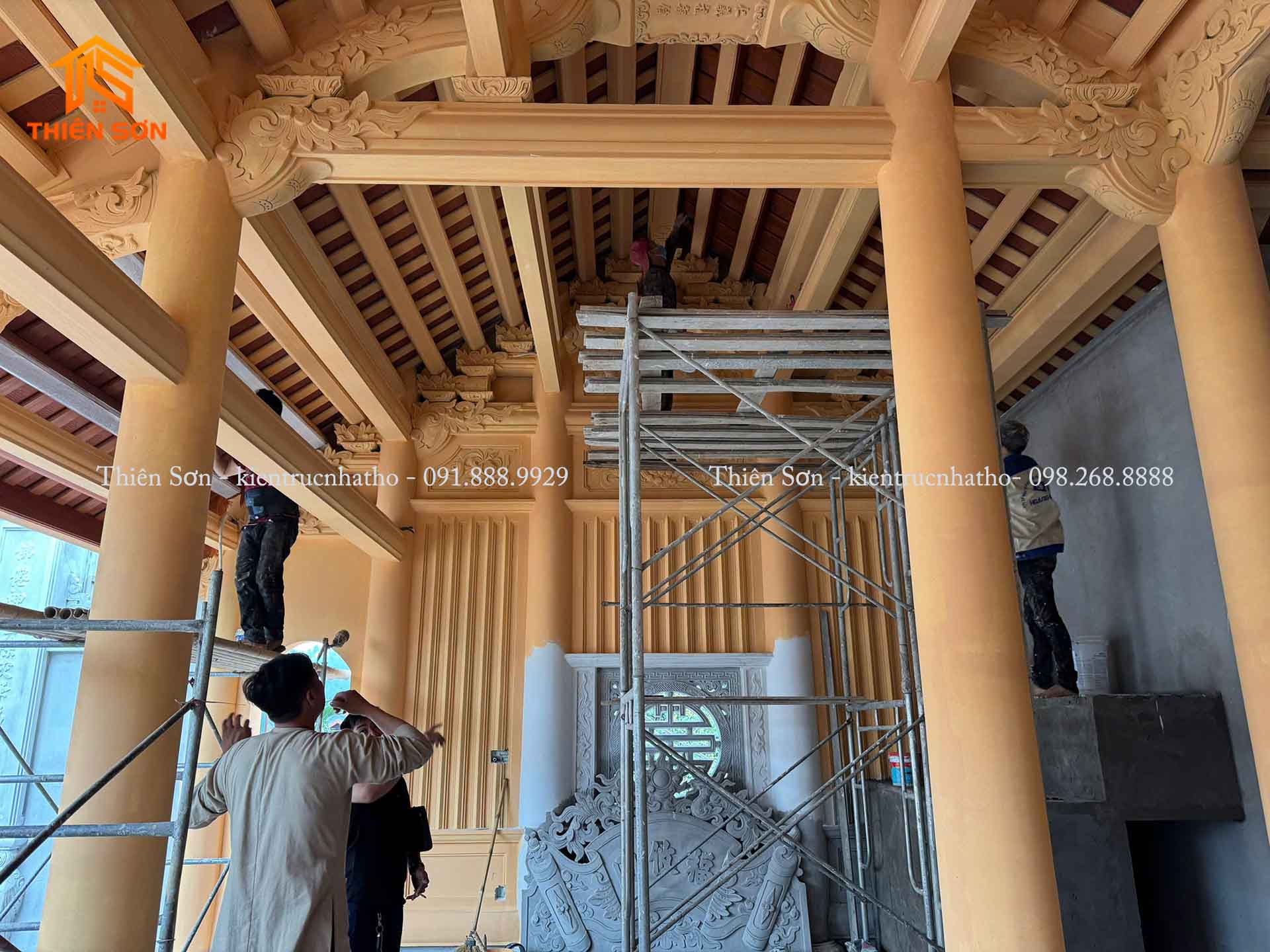 Cập nhật tiến độ thi công đền "Cửu tỉnh vọng từ" nhà cậu Học ở Bắc Ninh 
