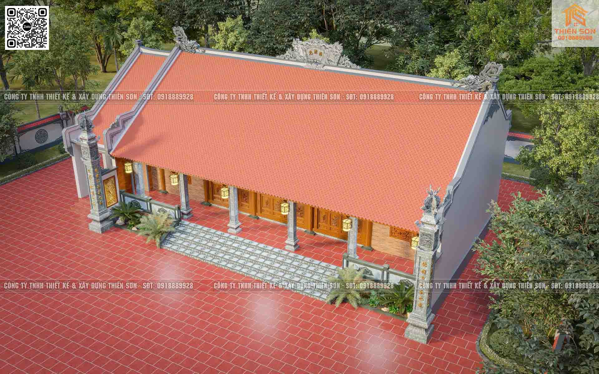 Thi công công trình nhà thờ Tổ tại chùa Trùng Quán Gia Lâm - Hà Nội