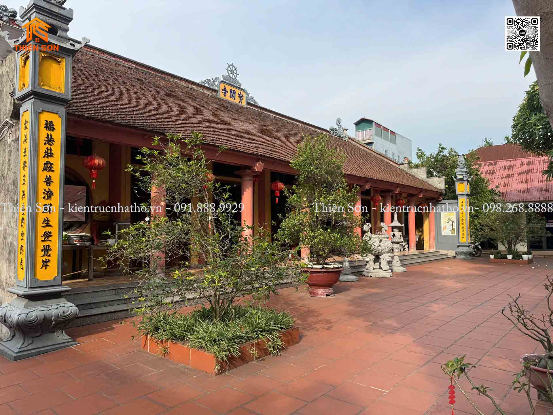 Thi công công trình nhà thờ Tổ tại chùa Trùng Quán Gia Lâm - Hà Nội
