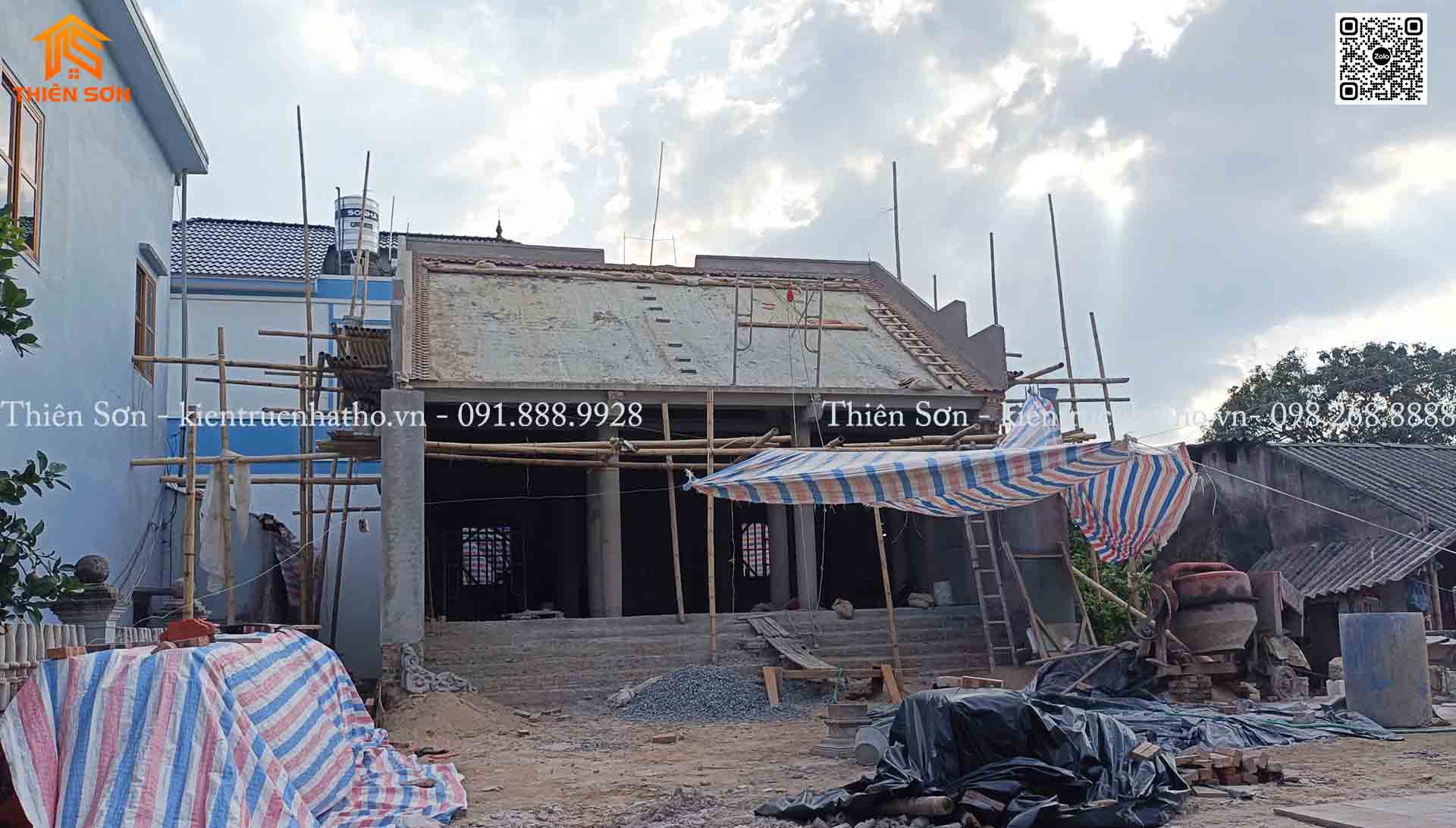 Thi công công trình nhà thờ bê tông giả gỗ 5 gian tại Hà Nam