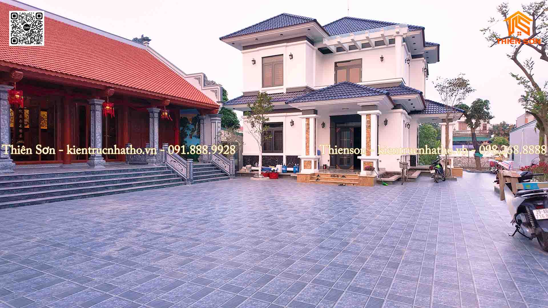 Công trình nhà thờ 5 gian bê tông giả gỗ kết hợp nhà ở 2 tầng tại Hà Nội
