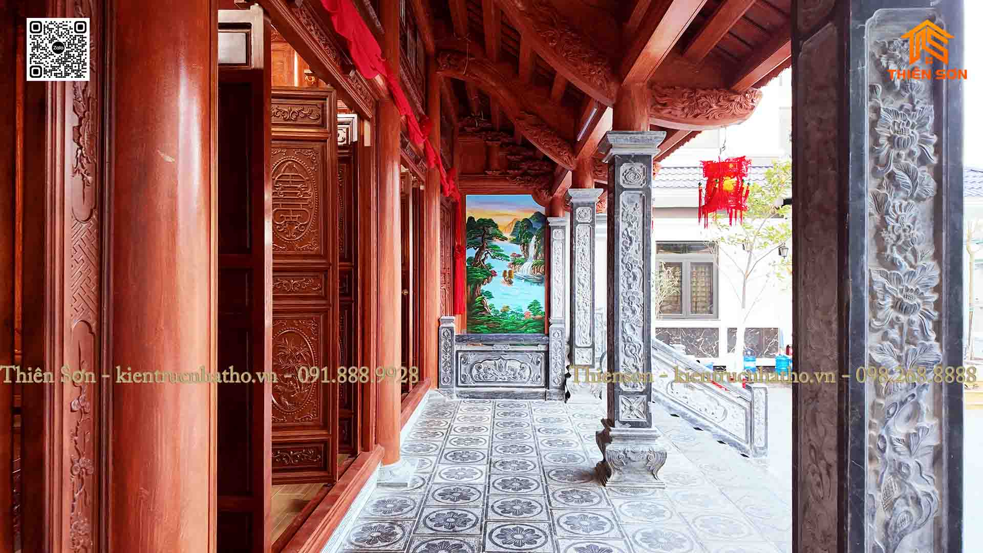 Công trình nhà thờ 5 gian bê tông giả gỗ kết hợp nhà ở 2 tầng tại Hà Nội