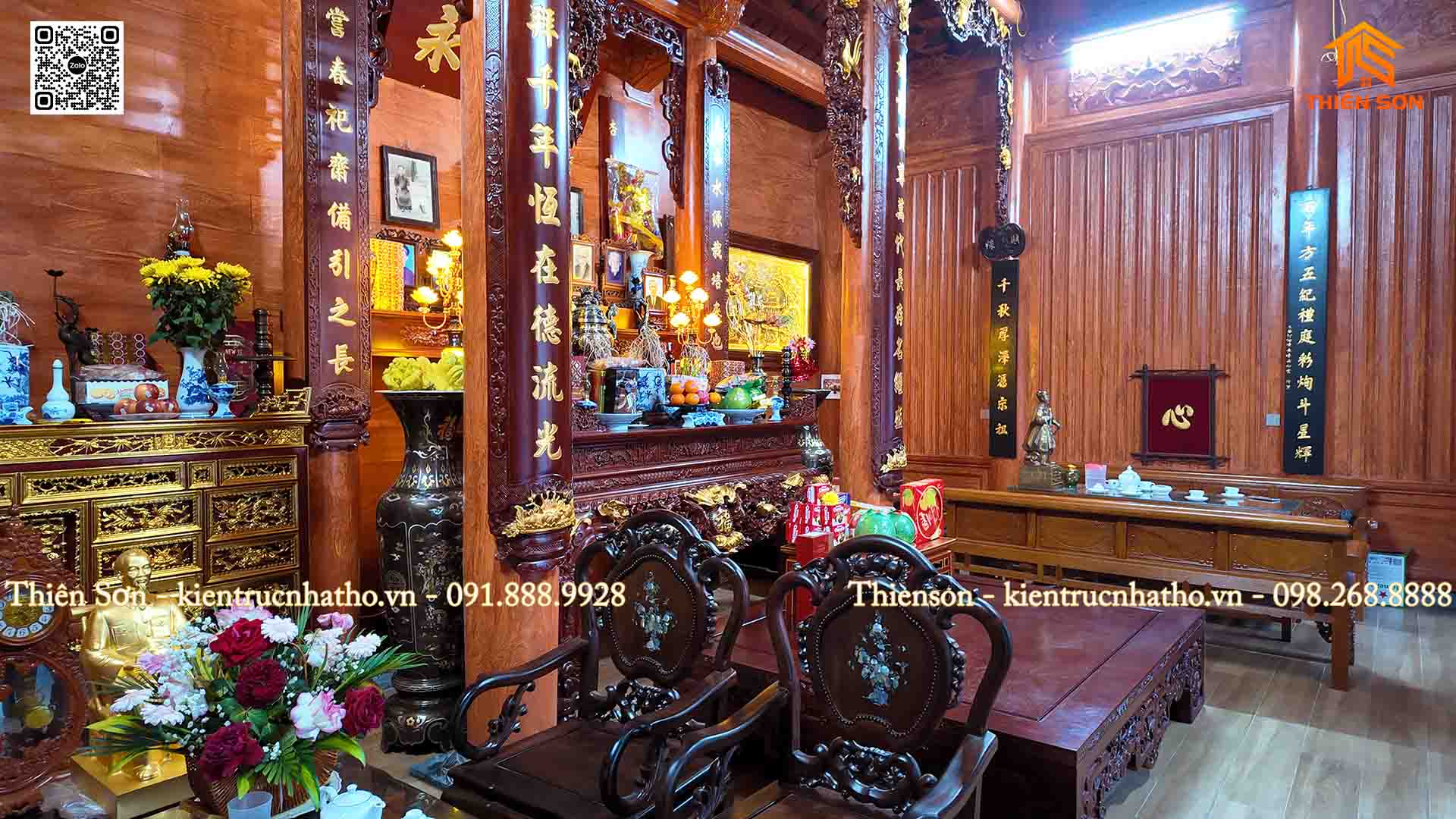 Công trình nhà thờ 5 gian bê tông giả gỗ kết hợp nhà ở 2 tầng tại Hà Nội