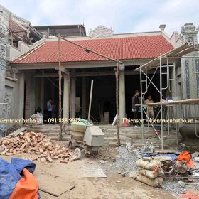Phần thô công trình nhà 3 gian bê tông giả gỗ tại Hồng Vân - Thường Tín