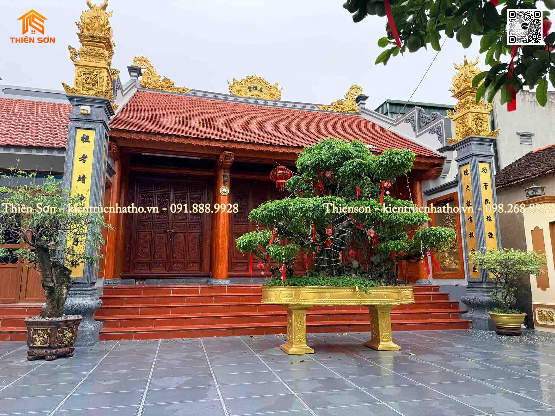 Nhà thờ 3 gian bê tông giả gỗ tại Hoằng Hóa - Thanh Hóa cực đẹp