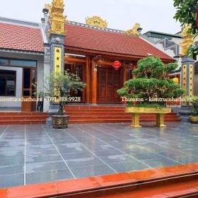Nhà thờ 3 gian bê tông giả gỗ tại Hoằng Hóa - Thanh Hóa cực đẹp
