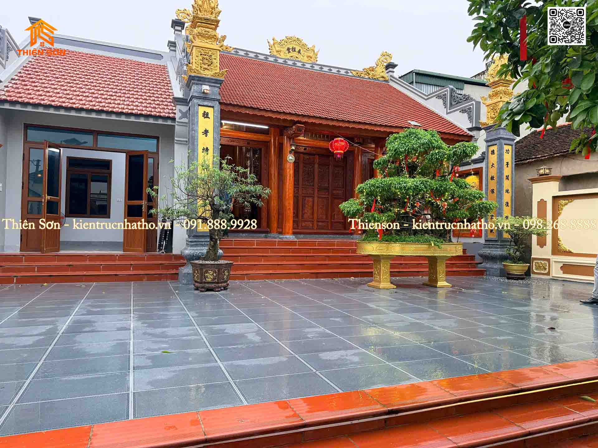 Nhà thờ 3 gian bê tông giả gỗ tại Hoằng Hóa – Thanh Hóa cực đẹp