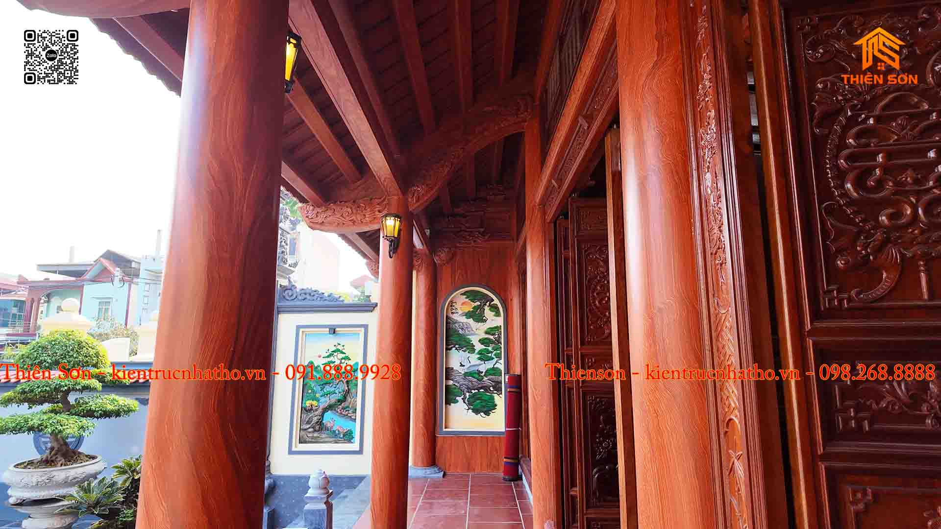 Chiêm ngưỡng công trình nhà 3 gian bê tông giả gỗ tại Hải Dương