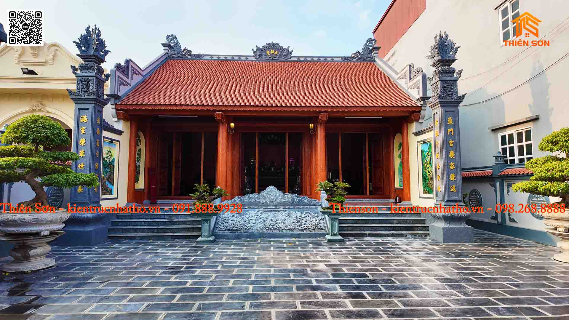 Chiêm ngưỡng công trình nhà 3 gian bê tông giả gỗ tại Hải Dương
